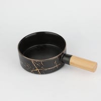 صحن سراميك رخامي بيد خشب مقاس 14سم