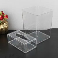 سله مهملات +علبه مناديل اكريليك شفاف مقاس 26*20 سم