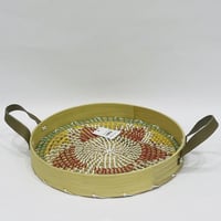 طوفرية خزف بجوانب خشبية دائري مقاس 35سم