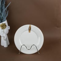 صحن سيراميك دائري 26.5 سم بخط ذهبي