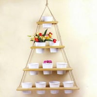 حامل / استاند ورد 4 دور 10 حوض تعليق خشبي