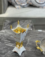 مبخرة حديد بلون رخامي مع ذهبي مقاس 30 سم