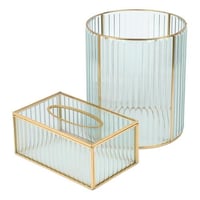 سلة مهملات مع علبة مناديل جزاز