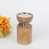 شمعدان خشبي هندي ارتفاع17سم