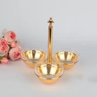 شيال مكسرات ثلاثي زجاج مع استيل ذهبي