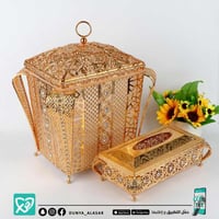 سلة مهملات استيل ذهبي بسطل بلاستيك ارتفاع33سم