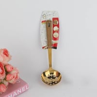 ملعقة استيل ذهبي بمقبض خشبي مقاس 26سم