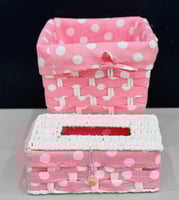 سلة مهملات مع علبة مناديل خزف مع قماش ارتفاع25سم