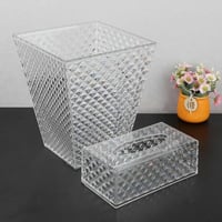 سلة مهملات مع علبة مناديل اكراليك ارتفاع27سم