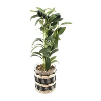 ورد صناعي بمركن زجاج ارتفاع 32 سم