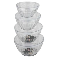 طقم زبدية عميق بغطاء بلاستيك 4 حبة