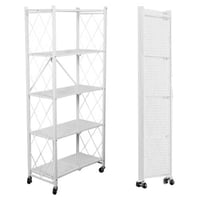 رف حديد 5 دور بكفرات قابلة لطي مقاس 72*34*161 سم