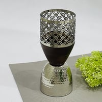 مبخرة خشبي مع استيل فضي شكل انيق ارتفاع 20*9 سم