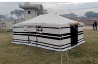 خيام مخطط ابيض خط اسود 4*4 يارد 3 غاظ 30 مل