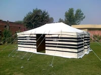 خيمه ع شكل بيت شعر ابيض مخطط اسود خط 4*6 يارد 30 م...