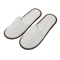 سليبر فندقي ابيض فاخر بحواف بنية ناعمة مانع للانزل...