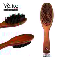 فرشاة شعر خشبية دائرية بمقبض خشبي وشعيرات خشنة مرب...