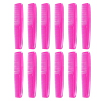 مشط شعر بلاستيك لون الروز حجم الجيب 12 قطعة