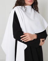 فستان السديم أسود بوشاح أبيض أنيق