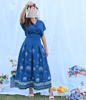 فستان قطعتين صيفي - أزرق