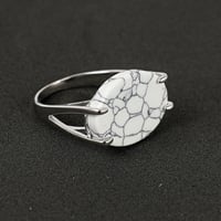 خاتم فضة ملكي بيضاوى شنكار - أبيض معّرق