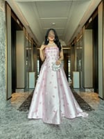 فستان سهرة توب يكادو بتطريز ورد ولولو