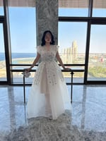 فستان سهرة كلوش بتطريز راقي