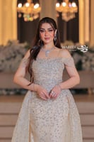 فستان سهرة بيج أوف شولدر بتطريز يدوي لامع وفخامة أ...