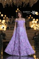 فستان سهرة بنفسجي فاتح طويل بتطريزات ورود ثلاثية ا...