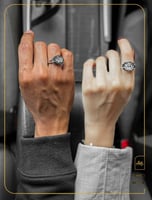 خاتمين كوبل رجالي ونسائي - من احجار الماربل اسود