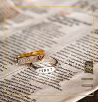 خاتم بتاريخ الميلاد ذو طراز فريد- صدف رمادي