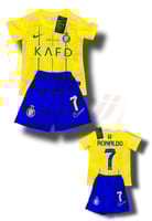 طقم نادي النصر الأساسي الجديد 2024 للكبار والصغار