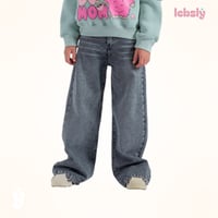 بنطلون بناتي جينز قطن بقصة واسعة