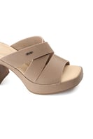 حذاء طبي كعب مفتوح عريض بشرائط متقاطعة تزينه قطعة...