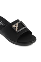 حذاء صيفي طبي أنيق فلات بدون لمعة مزين بقطعة جلد و...