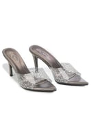 حذاء كلاسيكي مفتوح بمقدمة شفافة مزينة باللؤلؤ وكعب...