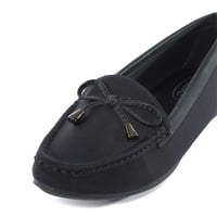 حذاء فلات طبي كاجوال مغلق قماش بحواف جلد وتزينه في...