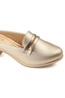 حذاء كعب متوسط طبي مفتوح من الخلف بلمعه وكعب منفصل...