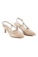 حذاء كلاسيكي سهرة أنيق لامع بمقدمة مدببة وكعب عالِ...