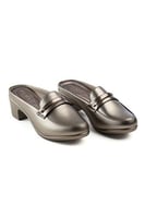 حذاء كعب متوسط طبي مفتوح من الخلف بلمعه وكعب منفصل...