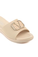 حذاء صيفي طبي أنيق فلات مزين بستراس بدون لمعة