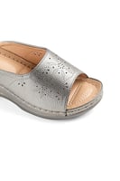 حذاء صيفي طبي أنيق فلات مزخرف بحواف جلدية عريضة وم...