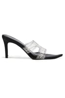 حذاء كلاسيكي مفتوح بمقدمة شفافة عريضة مزينة باللؤل...