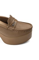 حذاء كعب عالي طبي مفتوح من الخلف مزين بشريط جلدي ع...