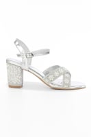 حذاء كلاسيكي سهرة بكعب عالِ عريض مفتوح من الأمام و...