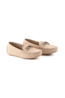 حذاء فلات طبي مغلق بشريط جلدي وقطعة ستراس