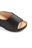 حذاء صيفي طبي أنيق كعب عالِ بحواف جلدية عريضة مزخر...