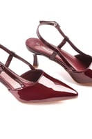 حذاء كلاسيكي سهرة أنيق لامع بمقدمة مدببة وكعب عالِ...