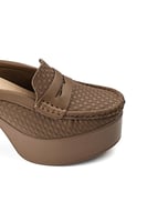 حذاء كعب عالي طبي مفتوح من الخلف مزين بشريط جلدي ع...