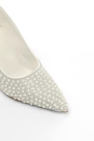 حذاء كلاسيكي سهرة أنيق بمقدمة مدببة مزين باللؤلؤ و...